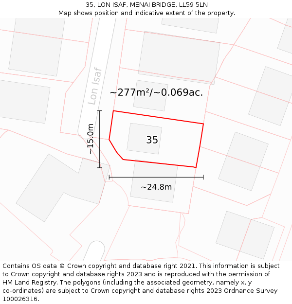 35, LON ISAF, MENAI BRIDGE, LL59 5LN: Plot and title map