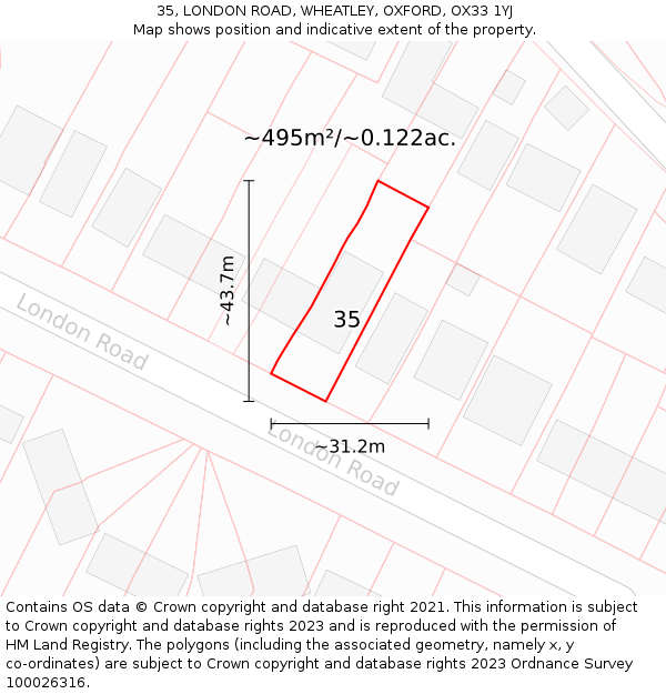 35, LONDON ROAD, WHEATLEY, OXFORD, OX33 1YJ: Plot and title map