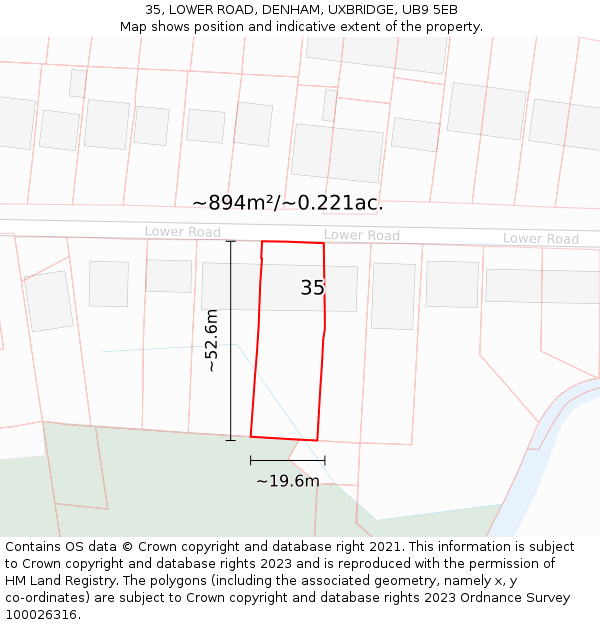 35, LOWER ROAD, DENHAM, UXBRIDGE, UB9 5EB: Plot and title map