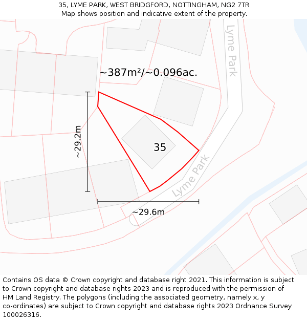 35, LYME PARK, WEST BRIDGFORD, NOTTINGHAM, NG2 7TR: Plot and title map