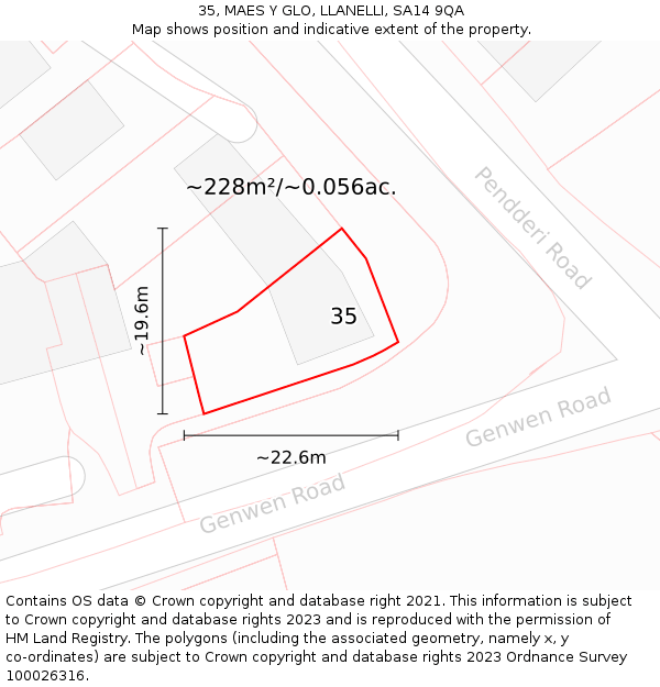 35, MAES Y GLO, LLANELLI, SA14 9QA: Plot and title map