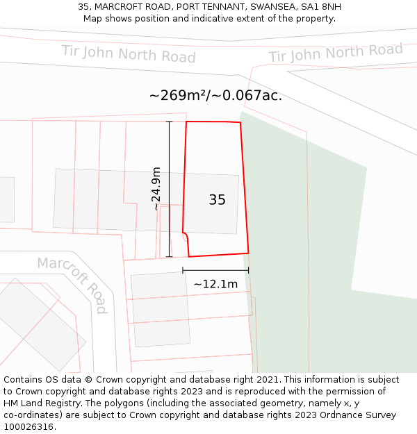 35, MARCROFT ROAD, PORT TENNANT, SWANSEA, SA1 8NH: Plot and title map