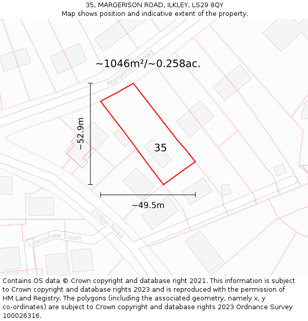 35, MARGERISON ROAD, ILKLEY, LS29 8QY: Plot and title map