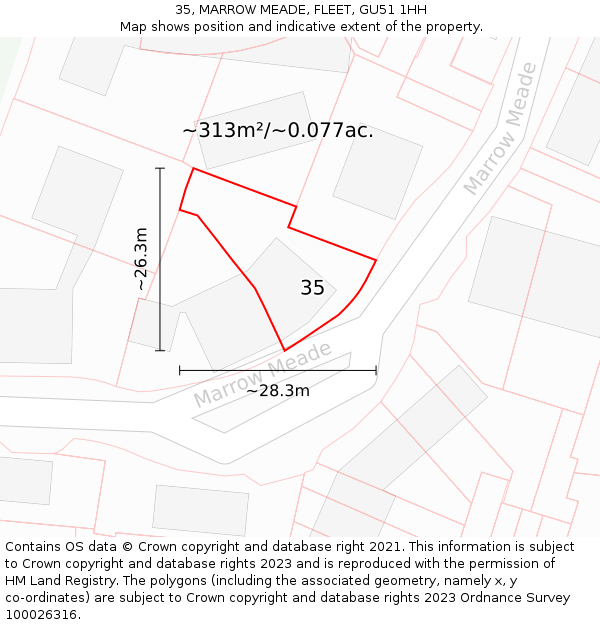 35, MARROW MEADE, FLEET, GU51 1HH: Plot and title map