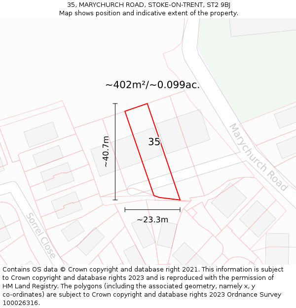 35, MARYCHURCH ROAD, STOKE-ON-TRENT, ST2 9BJ: Plot and title map