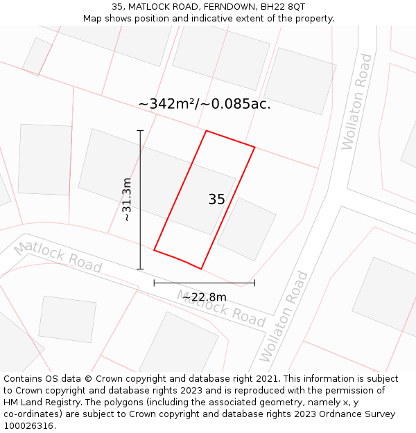 35, MATLOCK ROAD, FERNDOWN, BH22 8QT: Plot and title map