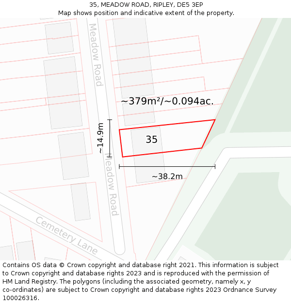 35, MEADOW ROAD, RIPLEY, DE5 3EP: Plot and title map