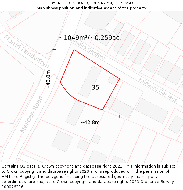 35, MELIDEN ROAD, PRESTATYN, LL19 9SD: Plot and title map