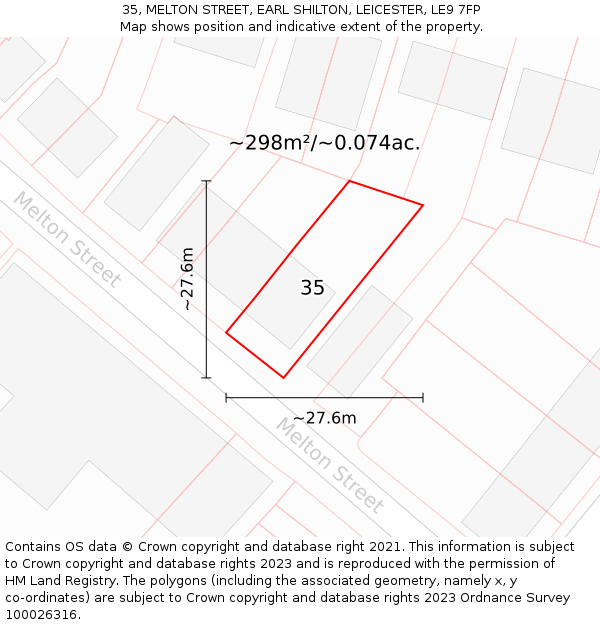 35, MELTON STREET, EARL SHILTON, LEICESTER, LE9 7FP: Plot and title map