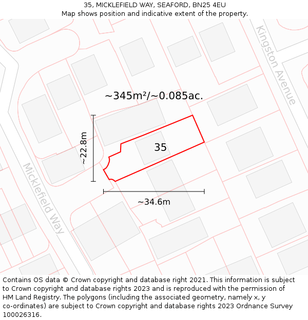 35, MICKLEFIELD WAY, SEAFORD, BN25 4EU: Plot and title map