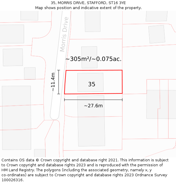 35, MORRIS DRIVE, STAFFORD, ST16 3YE: Plot and title map