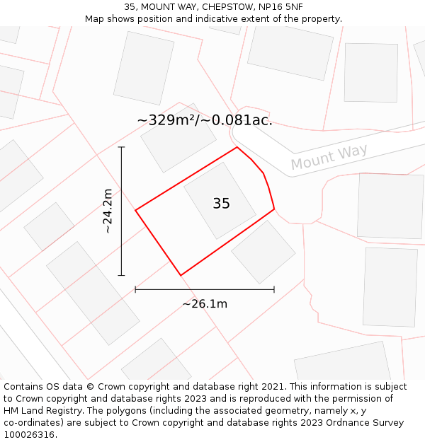 35, MOUNT WAY, CHEPSTOW, NP16 5NF: Plot and title map