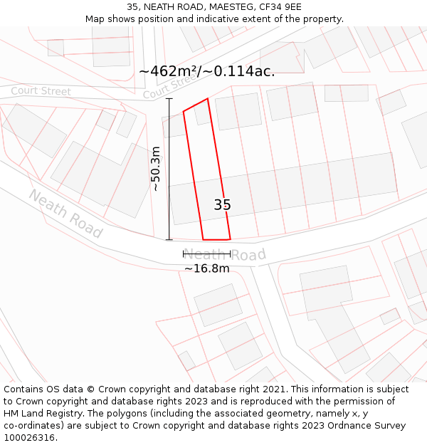 35, NEATH ROAD, MAESTEG, CF34 9EE: Plot and title map