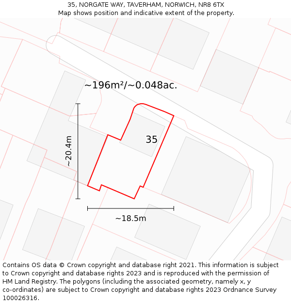 35, NORGATE WAY, TAVERHAM, NORWICH, NR8 6TX: Plot and title map