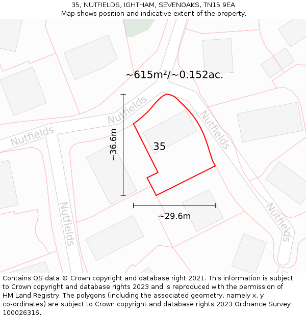 35, NUTFIELDS, IGHTHAM, SEVENOAKS, TN15 9EA: Plot and title map