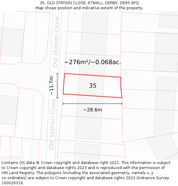 35, OLD STATION CLOSE, ETWALL, DERBY, DE65 6PQ: Plot and title map