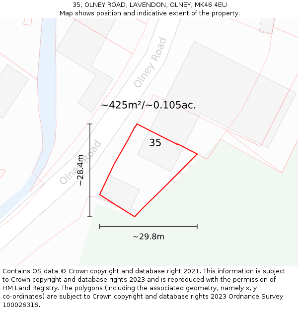 35, OLNEY ROAD, LAVENDON, OLNEY, MK46 4EU: Plot and title map