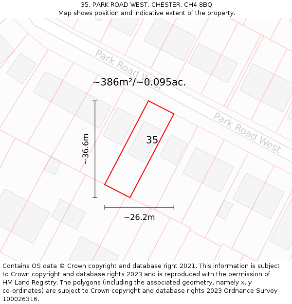 35, PARK ROAD WEST, CHESTER, CH4 8BQ: Plot and title map