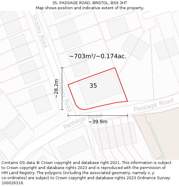 35, PASSAGE ROAD, BRISTOL, BS9 3HT: Plot and title map