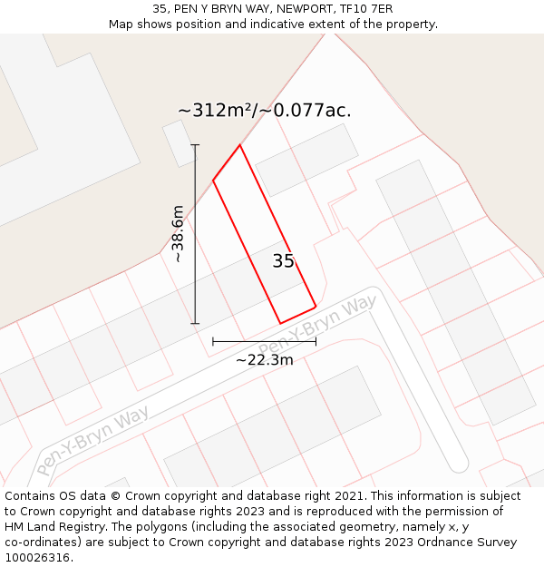 35, PEN Y BRYN WAY, NEWPORT, TF10 7ER: Plot and title map