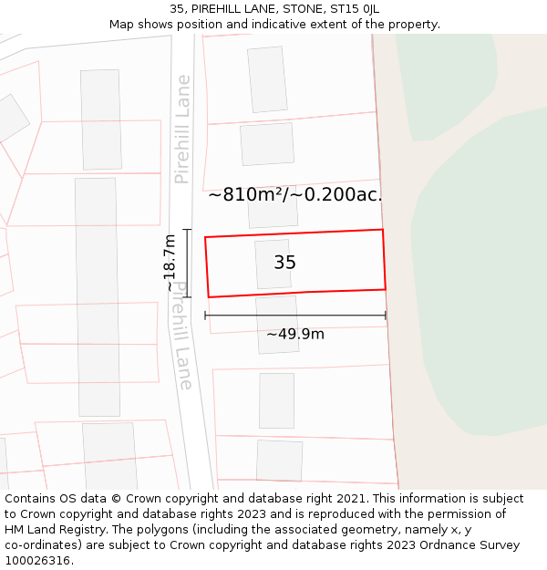 35, PIREHILL LANE, STONE, ST15 0JL: Plot and title map