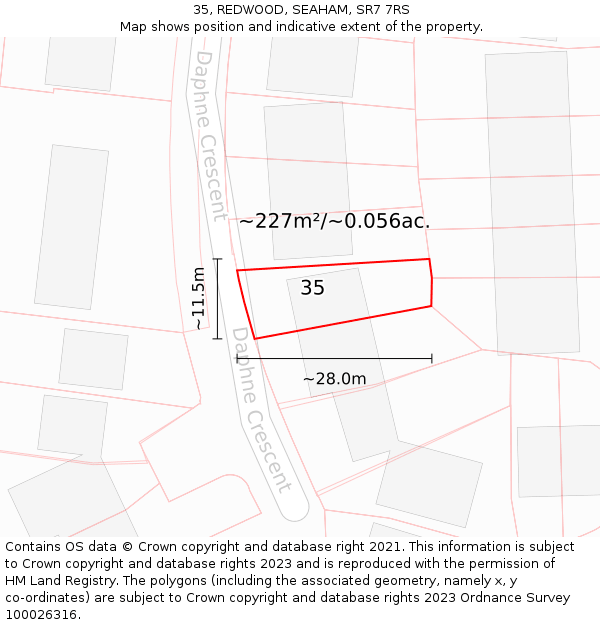 35, REDWOOD, SEAHAM, SR7 7RS: Plot and title map