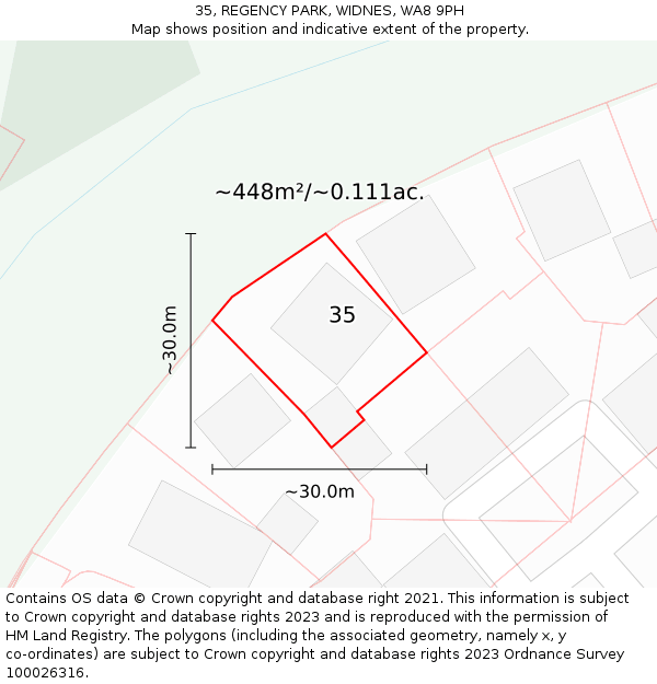 35, REGENCY PARK, WIDNES, WA8 9PH: Plot and title map