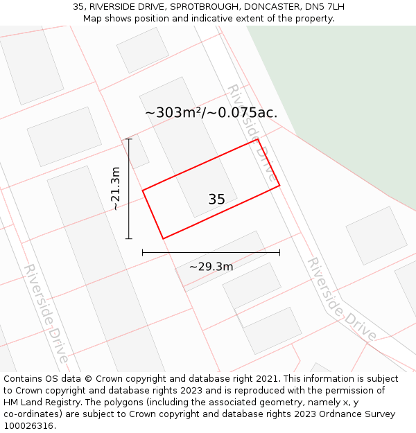 35, RIVERSIDE DRIVE, SPROTBROUGH, DONCASTER, DN5 7LH: Plot and title map