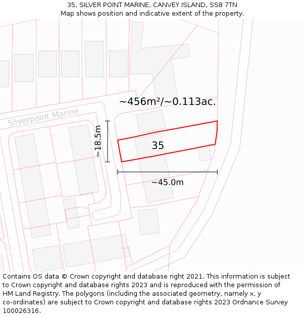 35, SILVER POINT MARINE, CANVEY ISLAND, SS8 7TN: Plot and title map