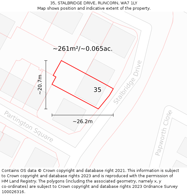 35, STALBRIDGE DRIVE, RUNCORN, WA7 1LY: Plot and title map