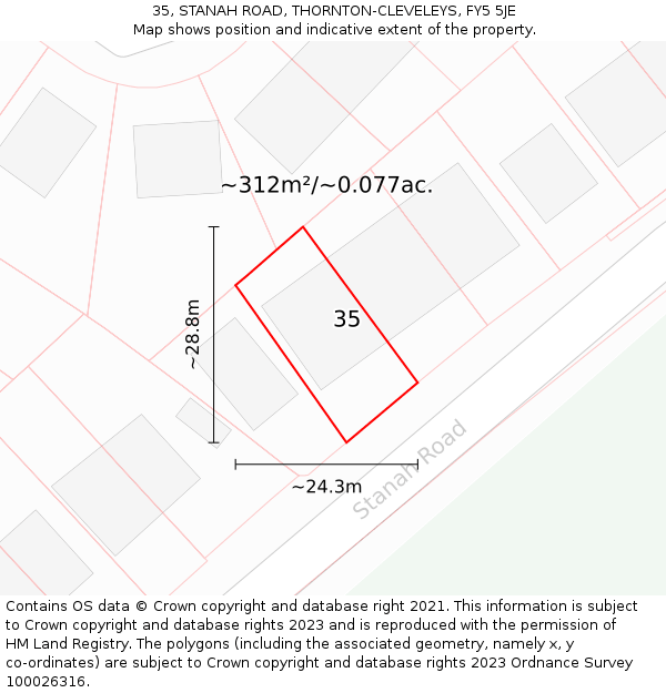 35, STANAH ROAD, THORNTON-CLEVELEYS, FY5 5JE: Plot and title map