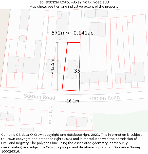 35, STATION ROAD, HAXBY, YORK, YO32 3LU: Plot and title map