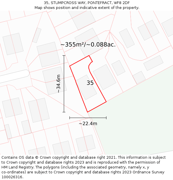 35, STUMPCROSS WAY, PONTEFRACT, WF8 2DF: Plot and title map