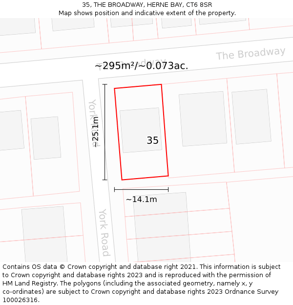 35, THE BROADWAY, HERNE BAY, CT6 8SR: Plot and title map