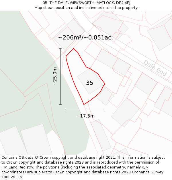 35, THE DALE, WIRKSWORTH, MATLOCK, DE4 4EJ: Plot and title map