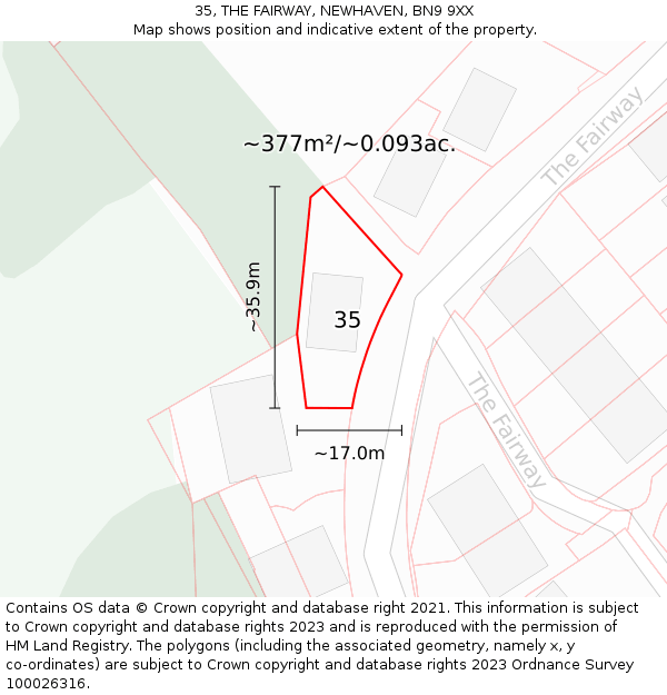 35, THE FAIRWAY, NEWHAVEN, BN9 9XX: Plot and title map