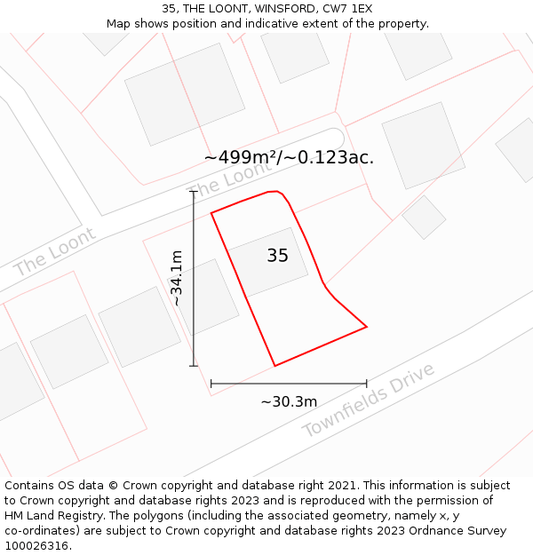35, THE LOONT, WINSFORD, CW7 1EX: Plot and title map