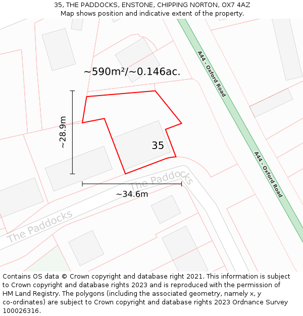 35, THE PADDOCKS, ENSTONE, CHIPPING NORTON, OX7 4AZ: Plot and title map