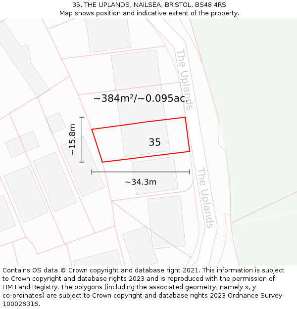 35, THE UPLANDS, NAILSEA, BRISTOL, BS48 4RS: Plot and title map