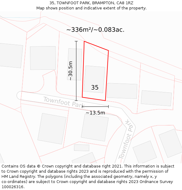 35, TOWNFOOT PARK, BRAMPTON, CA8 1RZ: Plot and title map