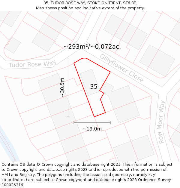 35, TUDOR ROSE WAY, STOKE-ON-TRENT, ST6 8BJ: Plot and title map