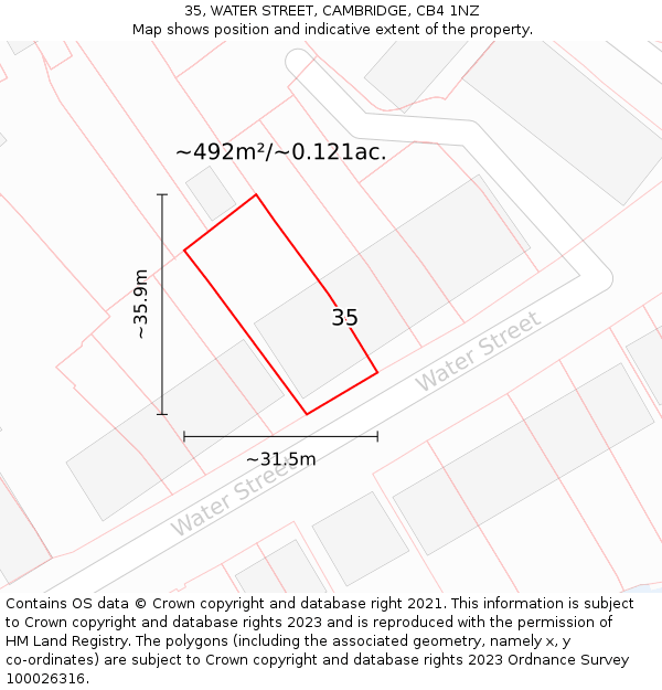 35, WATER STREET, CAMBRIDGE, CB4 1NZ: Plot and title map