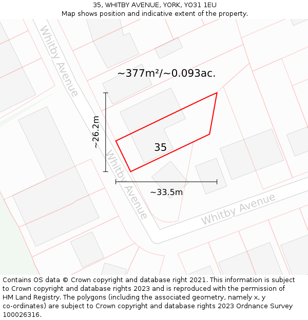 35, WHITBY AVENUE, YORK, YO31 1EU: Plot and title map