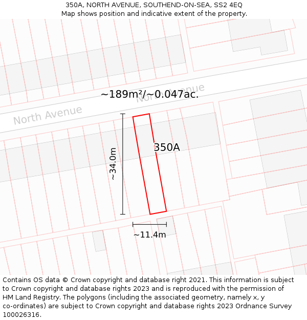 350A, NORTH AVENUE, SOUTHEND-ON-SEA, SS2 4EQ: Plot and title map