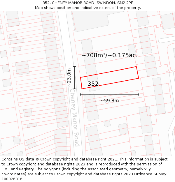 352, CHENEY MANOR ROAD, SWINDON, SN2 2PF: Plot and title map