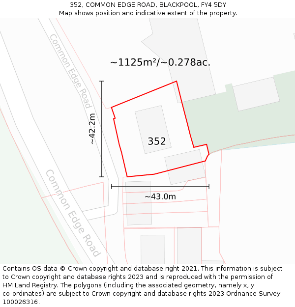 352, COMMON EDGE ROAD, BLACKPOOL, FY4 5DY: Plot and title map