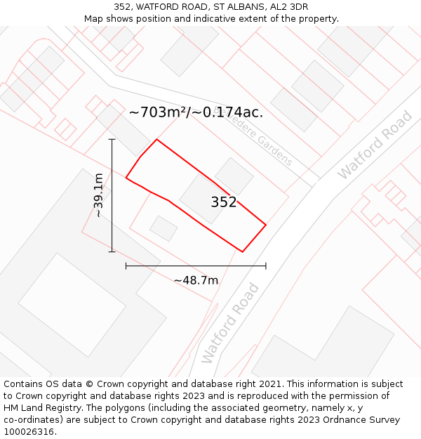 352, WATFORD ROAD, ST ALBANS, AL2 3DR: Plot and title map