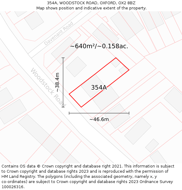 354A, WOODSTOCK ROAD, OXFORD, OX2 8BZ: Plot and title map