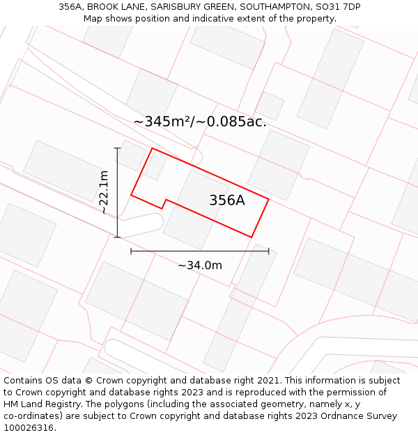 356A, BROOK LANE, SARISBURY GREEN, SOUTHAMPTON, SO31 7DP: Plot and title map