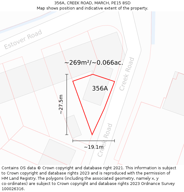 356A, CREEK ROAD, MARCH, PE15 8SD: Plot and title map